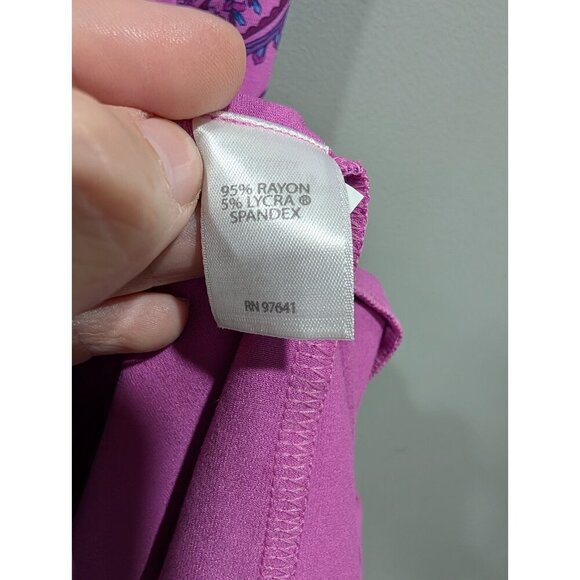 J. Jill Wearever Collection Stretch Knit Dress Petite Paisley Purple Pockets L P - Picture 9 of 16